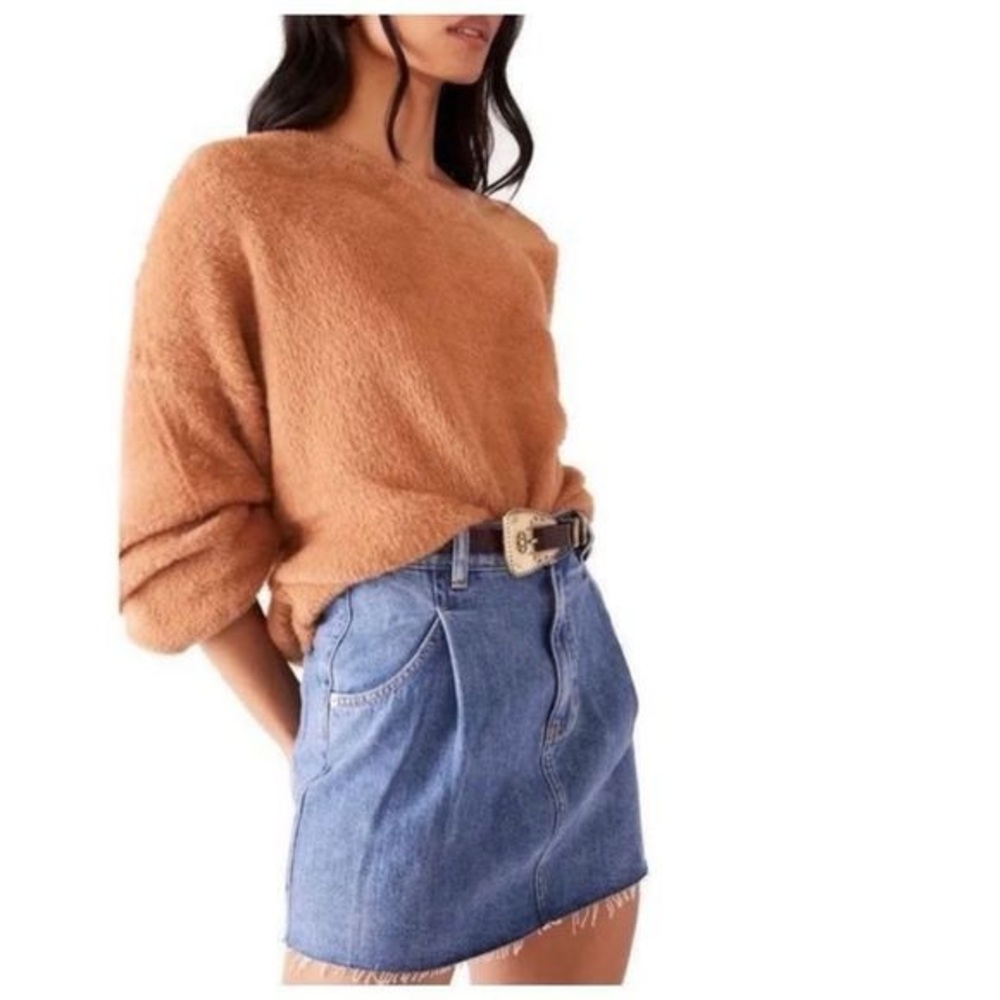 Free People Cosmico Flirt Denim Mini Skirt in Rain Blue NWT